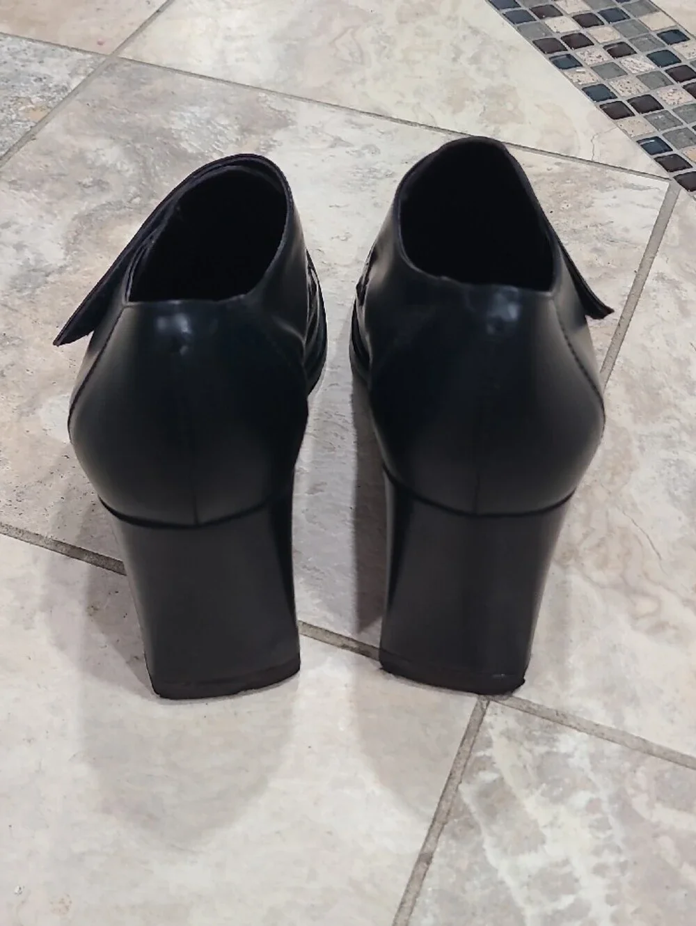 Coach Black Leather Women's Block Heel Slip-On Loafers 3